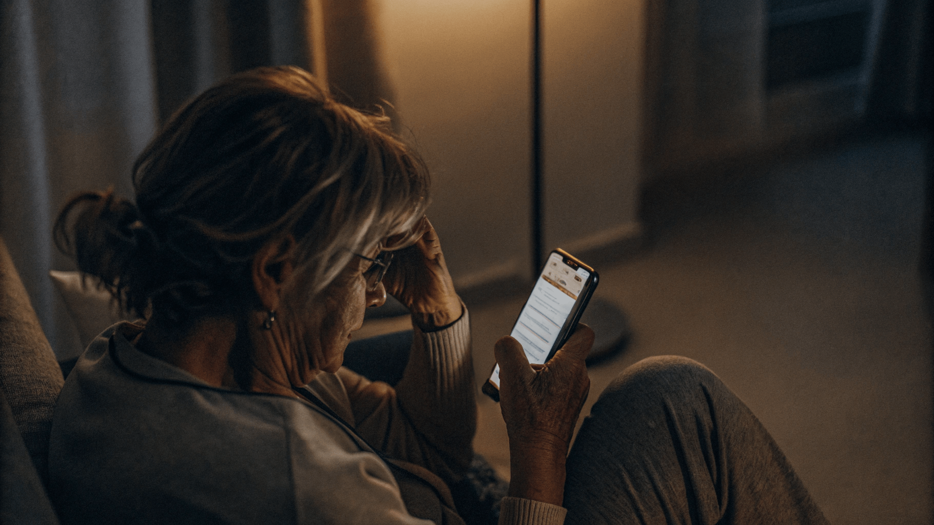 a stressed person doomscrolling on their phone not able to tell real life from fantasy