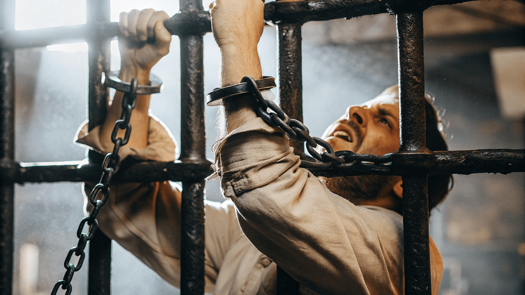 Chained A Man In Chains Struggling To Be Free Because He Hasn't Embraced The 5 W’s Of Change