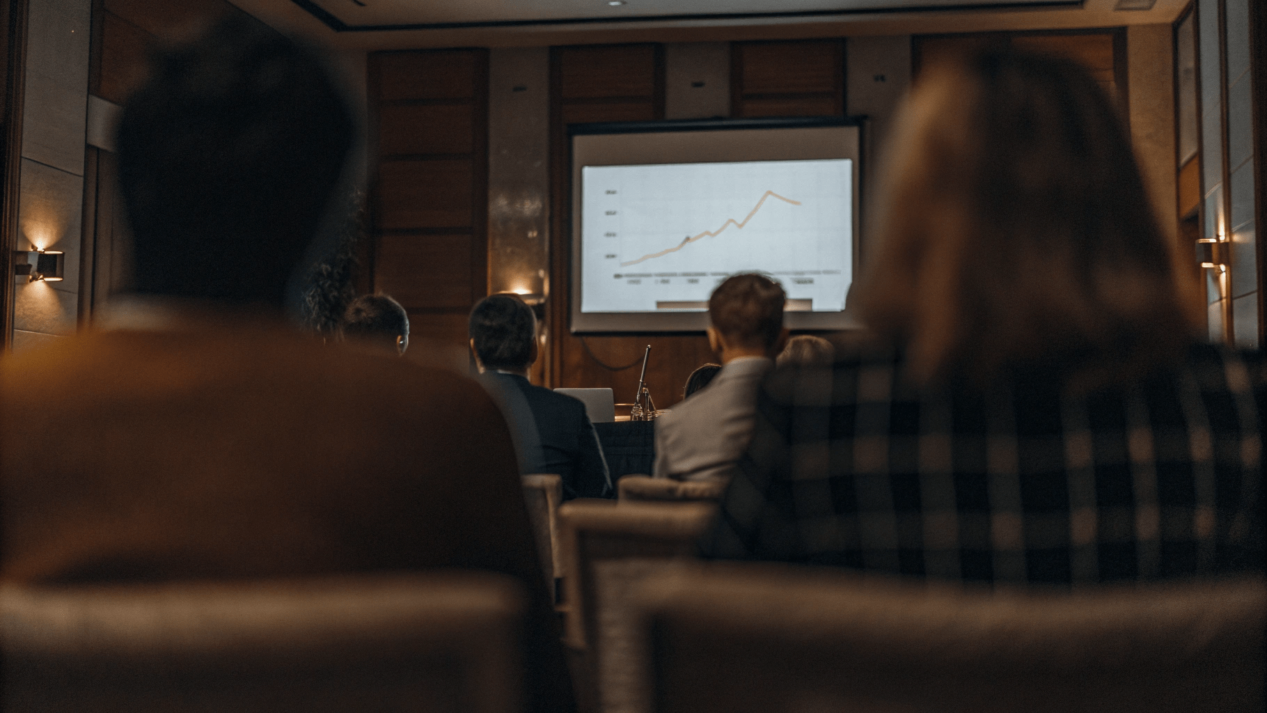 Line Chart A Group Of Watching A Presentation On A Screen Set Smart Goals