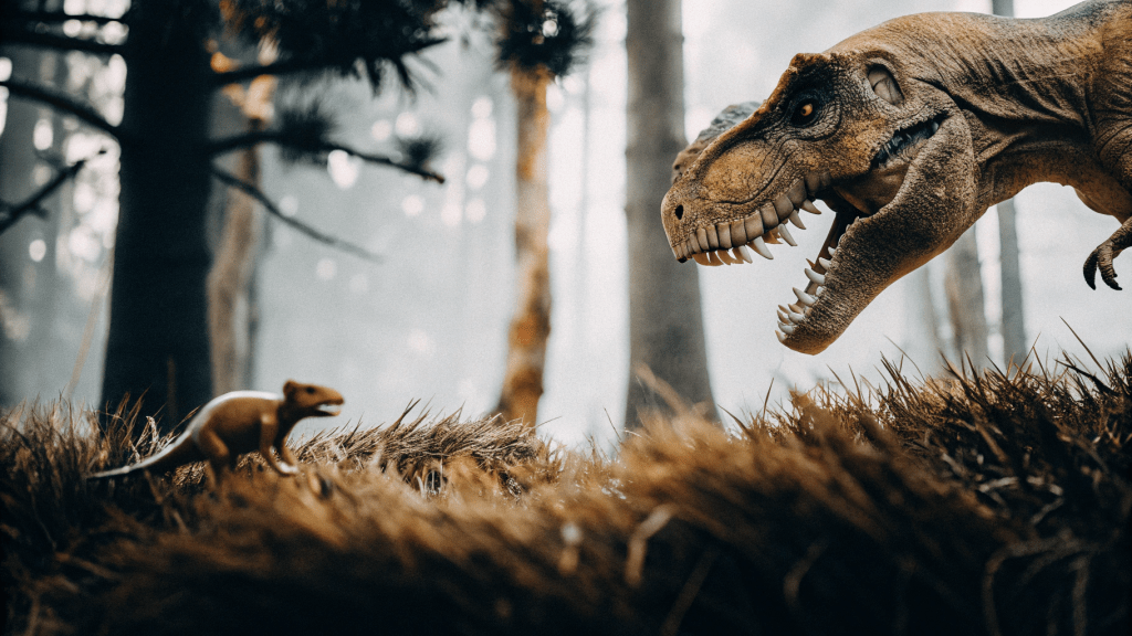 What Do We Mean By Performance Anxiety? 1 A Small Dinosaur Being Threatened By A Velociraptor. To Illustrate Performance Anxiety