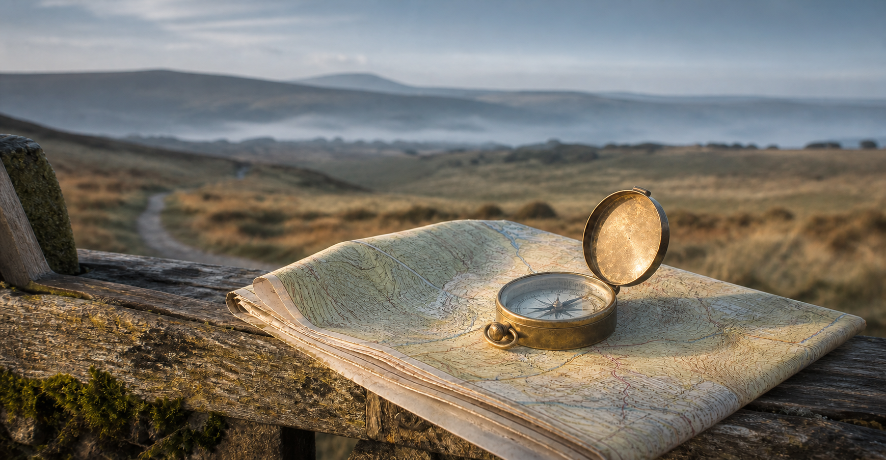 A Compass Resting On An Open Map, Symbolising The Work Of A Cognitive Behavioural Hypnotherapist
