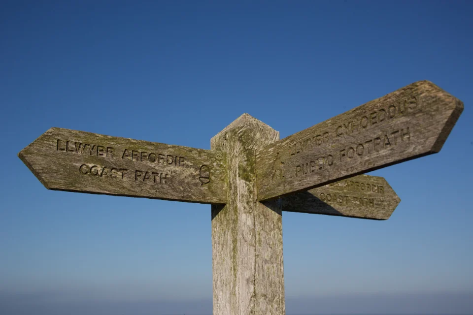 A Wooden Signpost Against An Open Sky